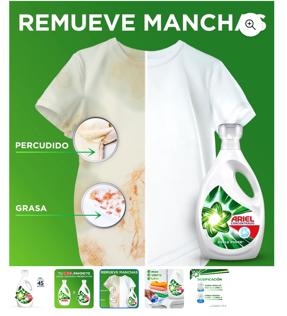 Detergente de ropa líquido Ariel 1,8L