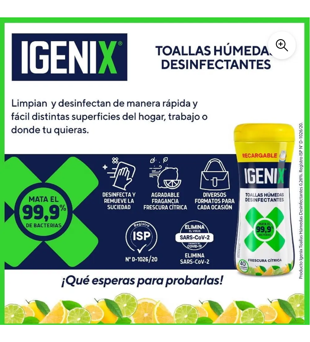 IGENIX WIPES FRASCO 40UN