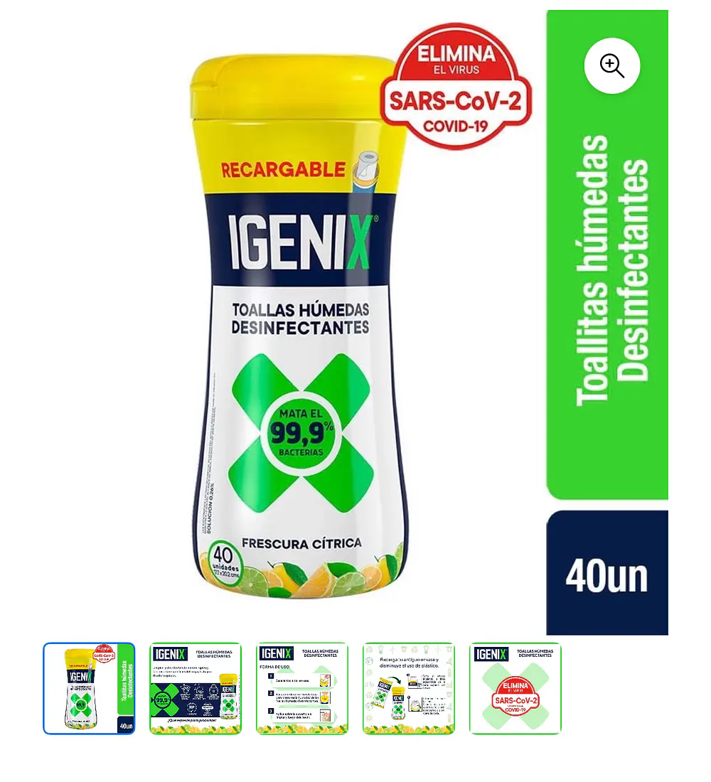 IGENIX WIPES FRASCO 40UN