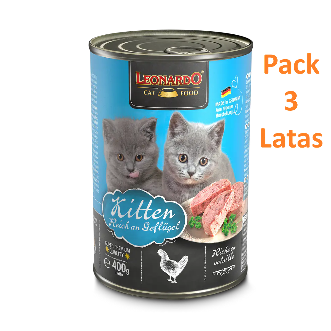 Leonardo Pack 3 Latas Kitten 400 Gramos 1