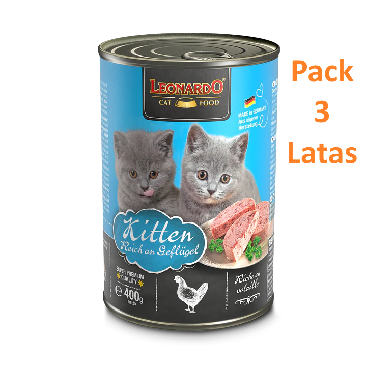 Leonardo Pack 3 Latas Kitten 400 Gramos 1