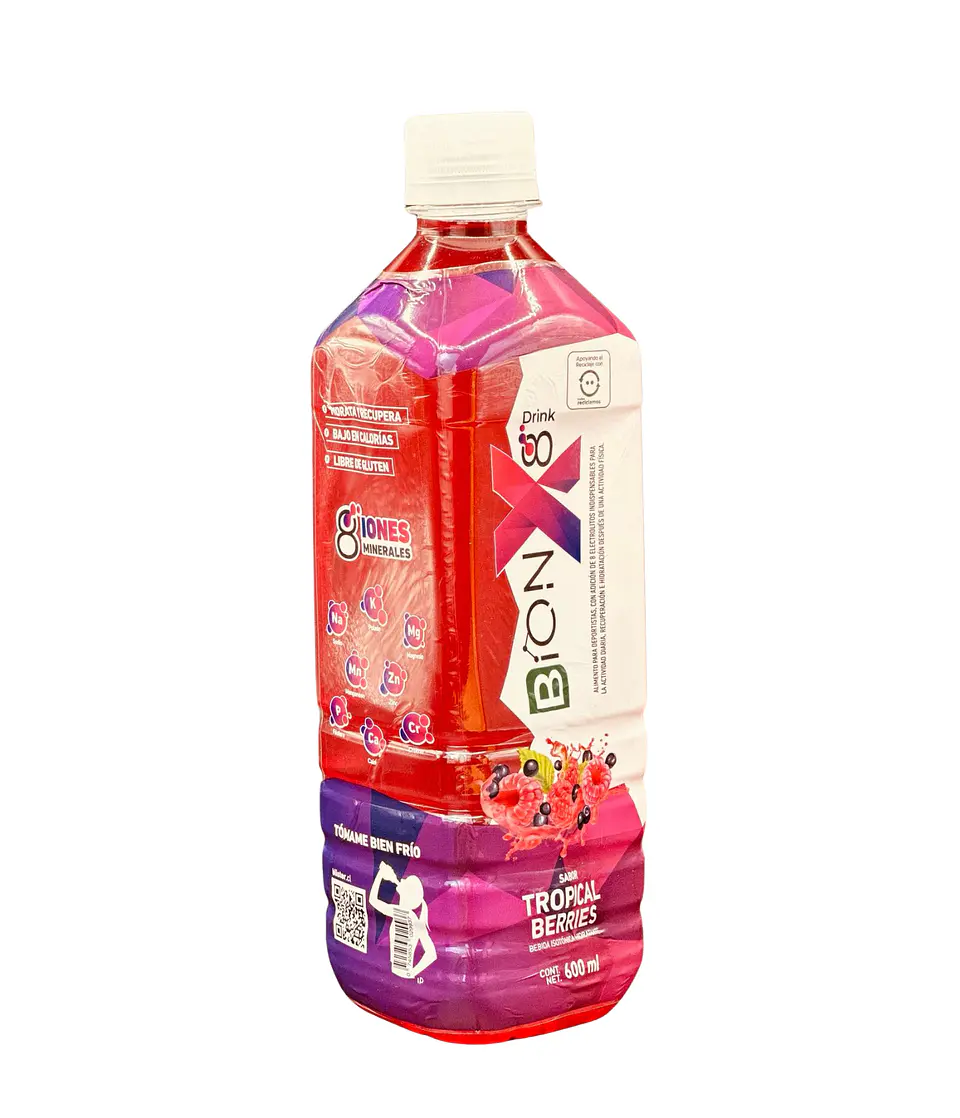 Bebida Hidratante BIONX8 de 600ML TROPICAL BERRIES 12u 1