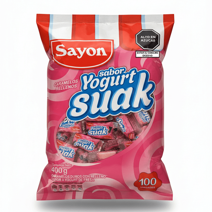 Caramelos Sayon - Relleno de Yogurt de Fresa (100 Unidades - 400g 1