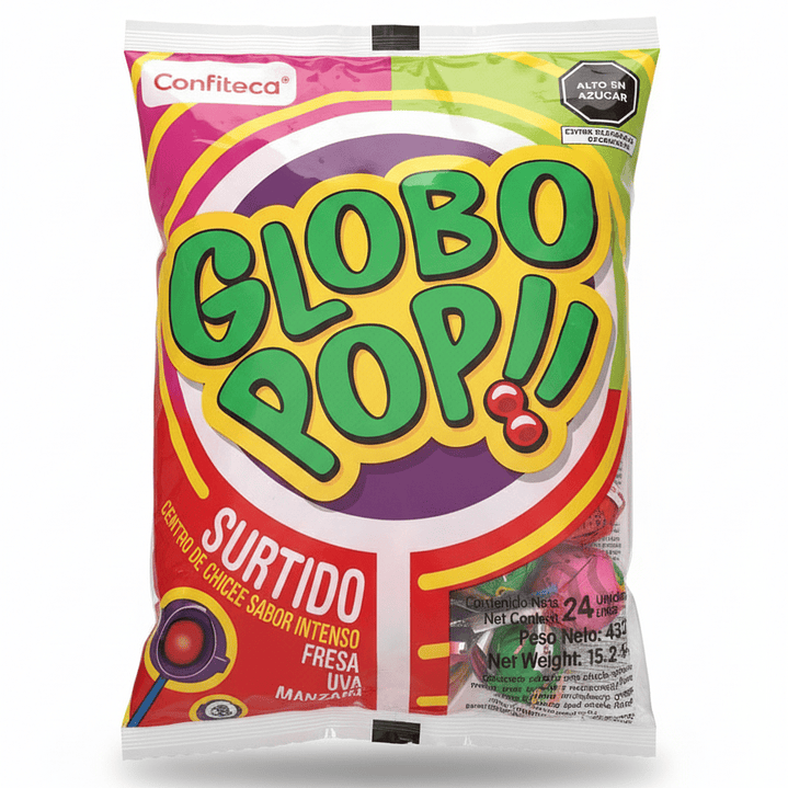 Chupetín Globo Pop Confiteca x 24 und  1