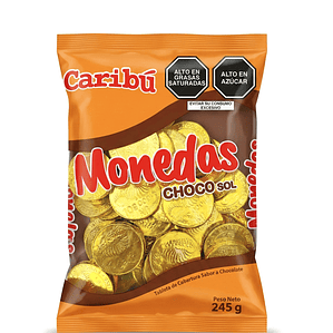 Monedas grandes Choco sol Caribú x 245 gr