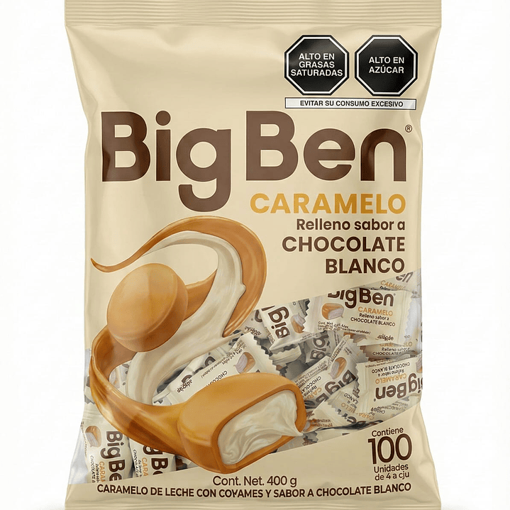 Caramelos Big Ben Relleno Chocolate Blanco (100 unidades) 1