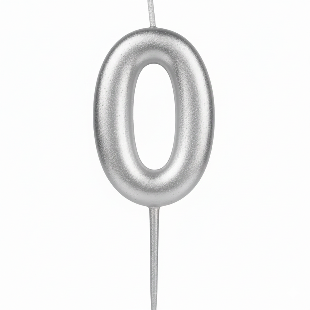 Velas Cromados plateado de números  1