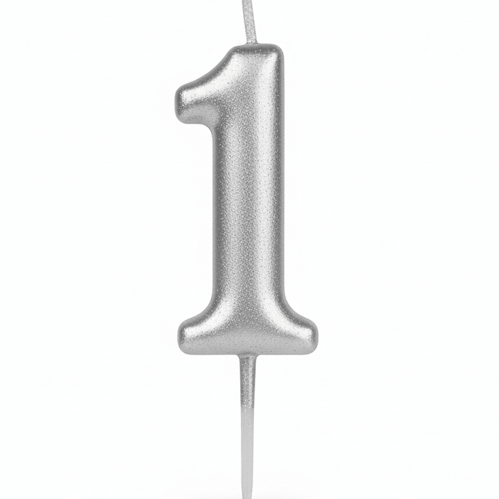 Velas Cromados plateado de números  2