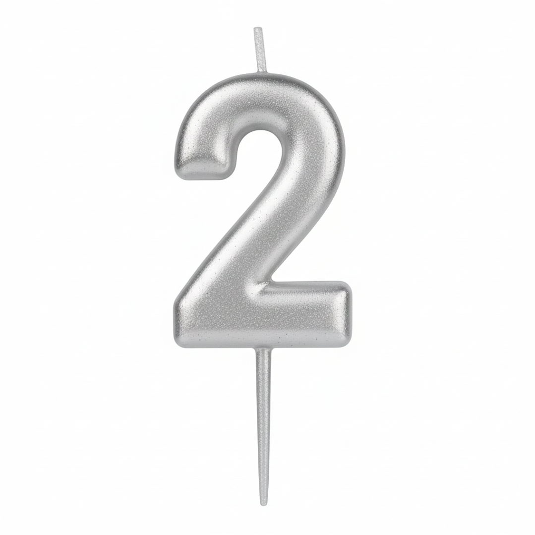 Velas Cromados plateado de números  3