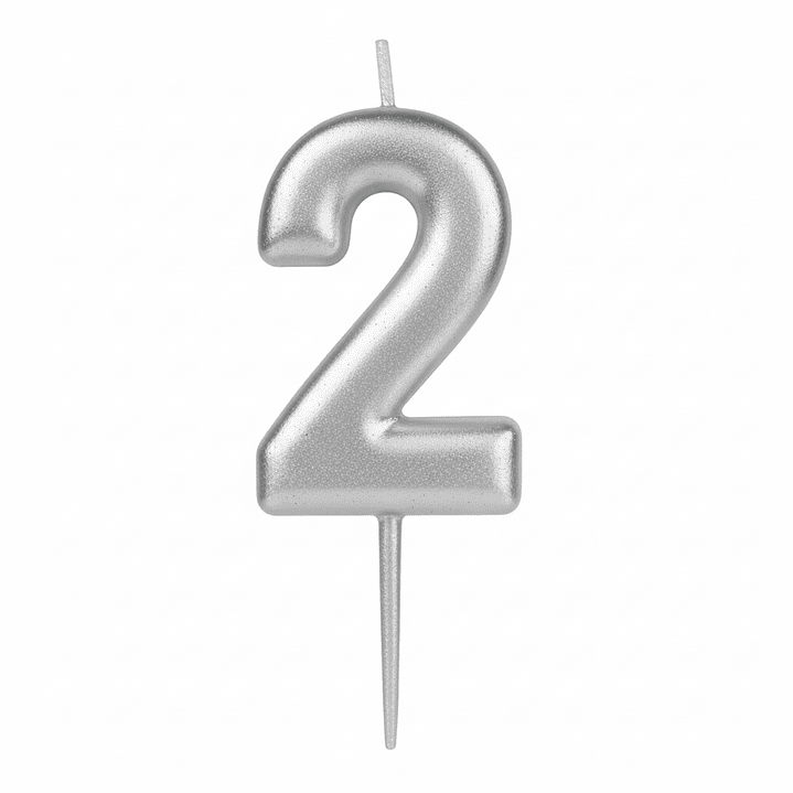 Velas Cromados plateado de números  3