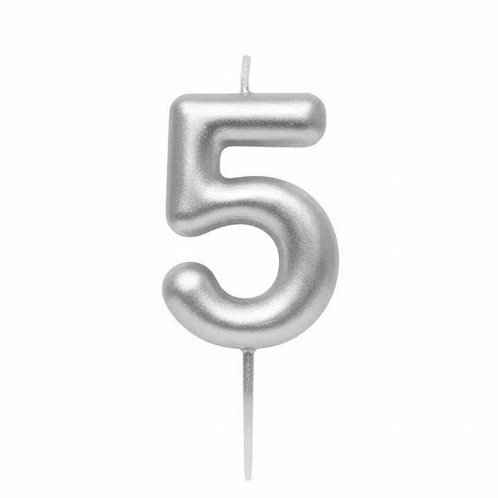 Velas Cromados plateado de números  6