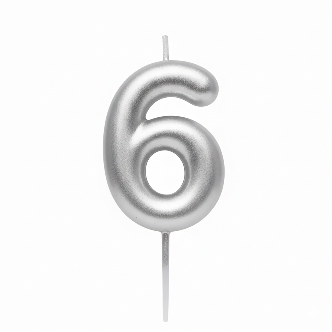 Velas Cromados plateado de números  7