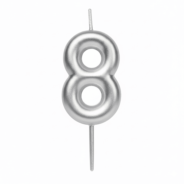 Velas Cromados plateado de números  9