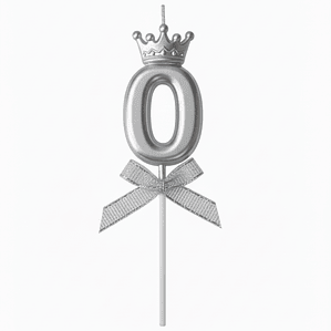 Velas Cromados con corona plateado de números 