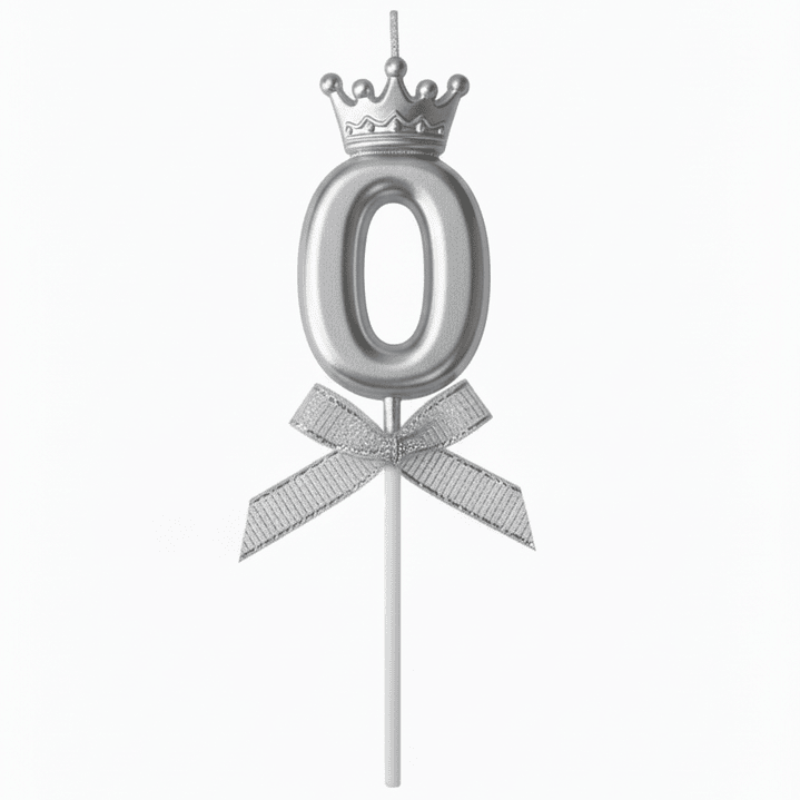 Velas Cromados con corona plateado de números  1