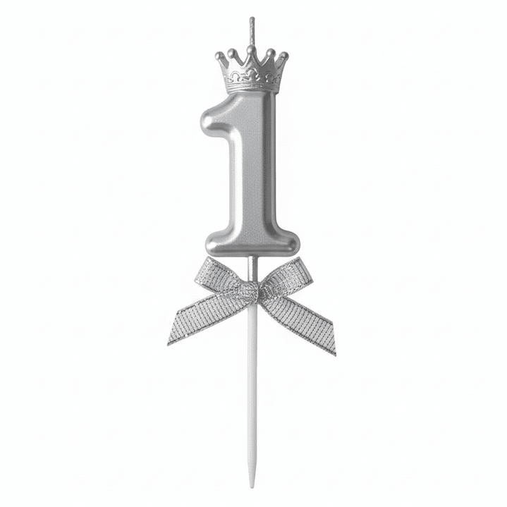 Velas Cromados con corona plateado de números  2