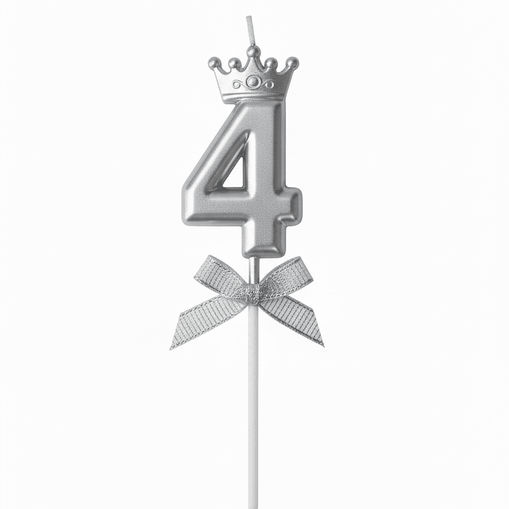 Velas Cromados con corona plateado de números  5