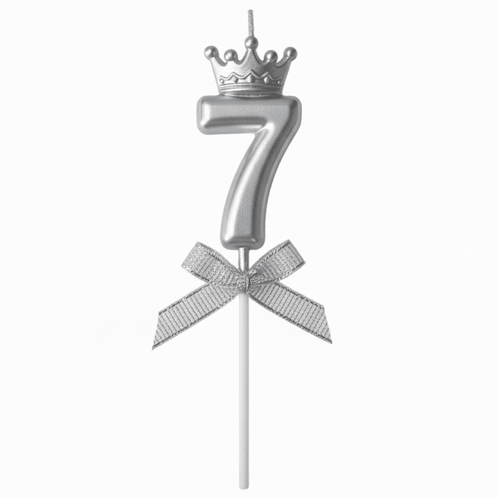 Velas Cromados con corona plateado de números  8