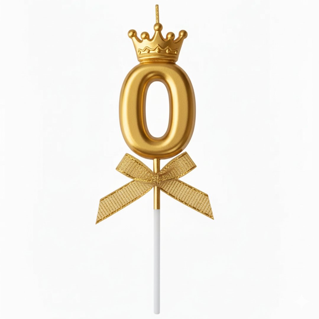 Velas Cromados con corona dorado de números  1
