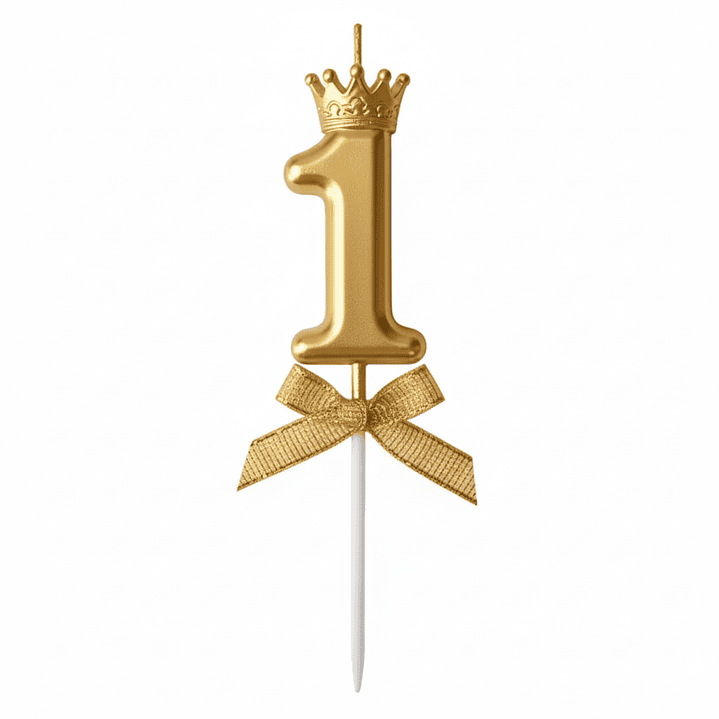 Velas Cromados con corona dorado de números  2
