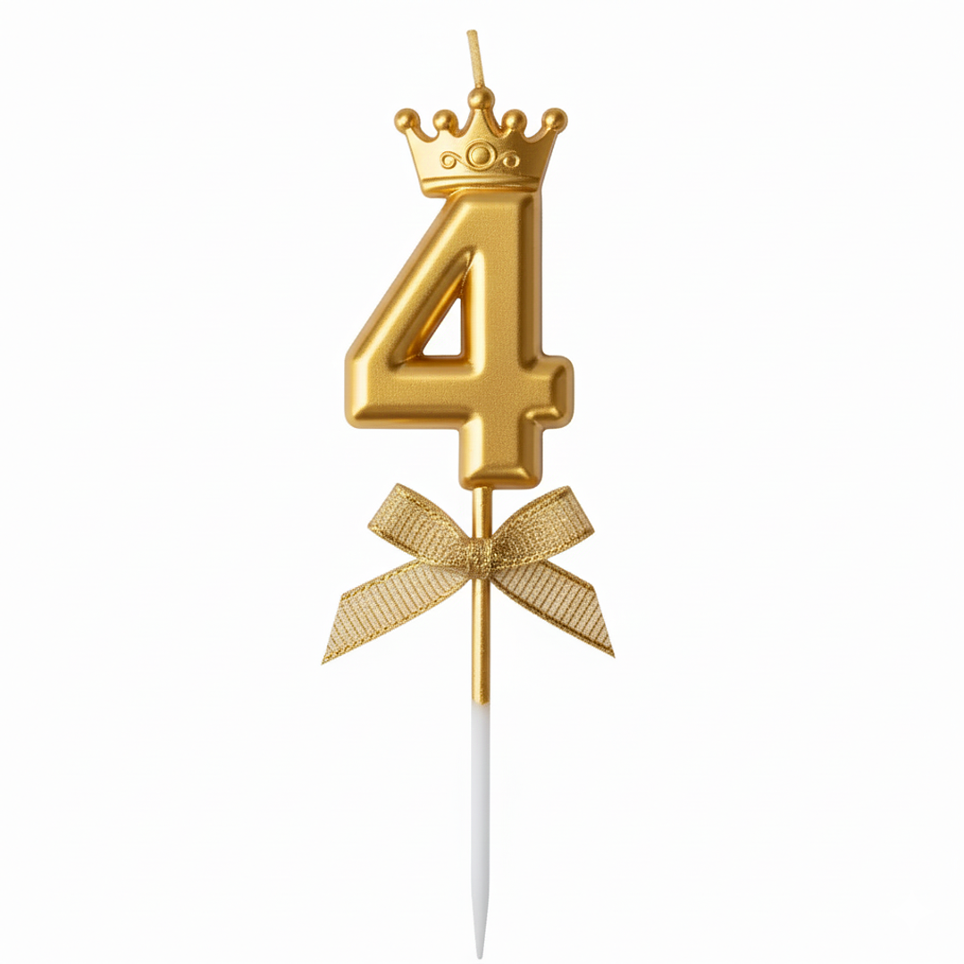 Velas Cromados con corona dorado de números  5