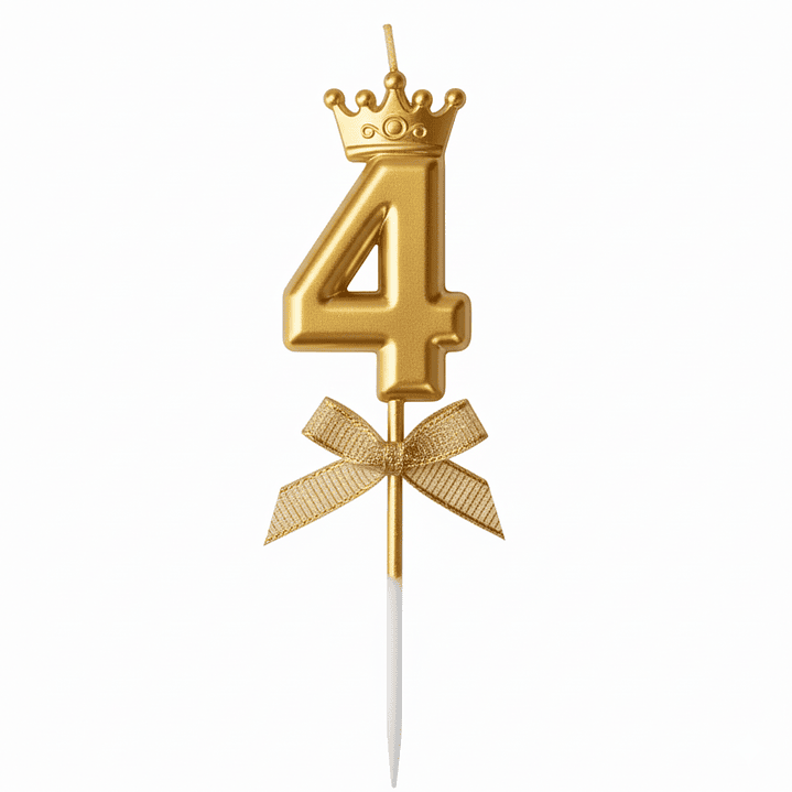 Velas Cromados con corona dorado de números  5