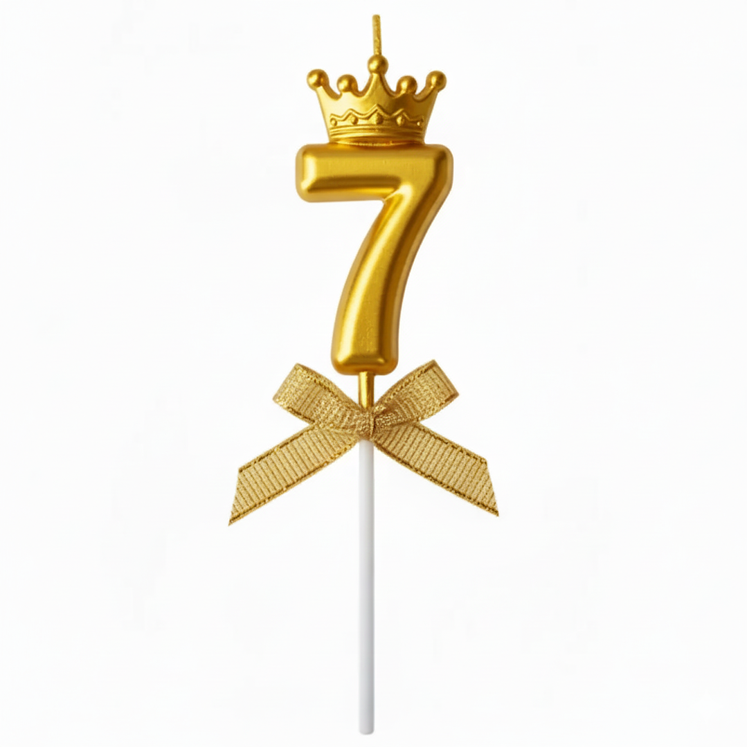 Velas Cromados con corona dorado de números  8