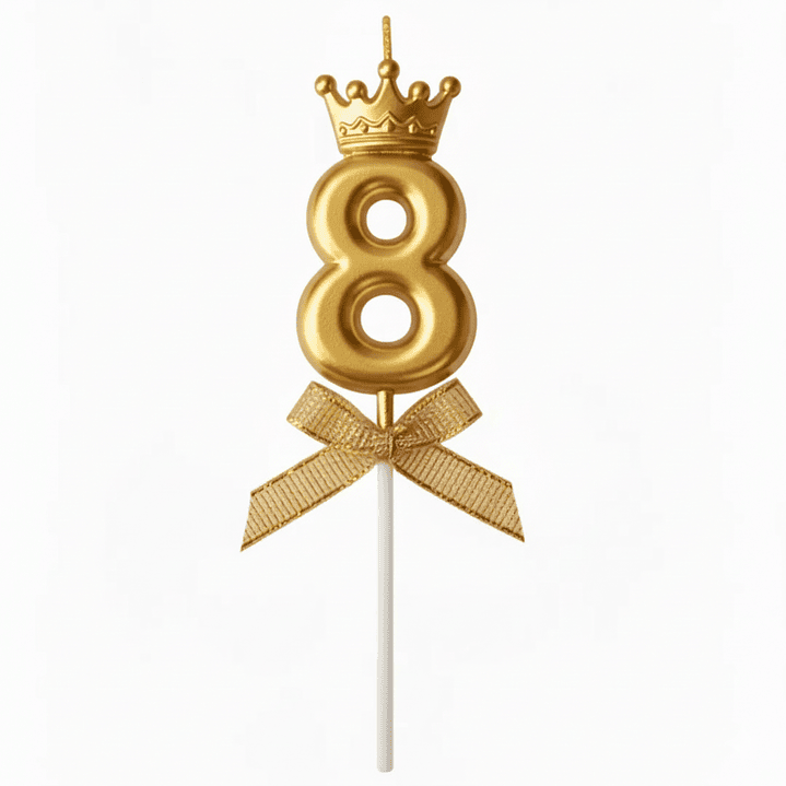 Velas Cromados con corona dorado de números  9