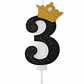 Vela con Número y Corona Escarchada color Negro  - Miniatura 4
