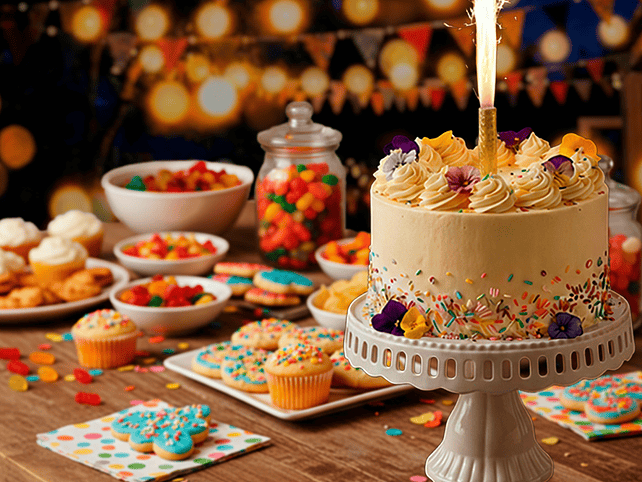 Decoración para  mesas y torta