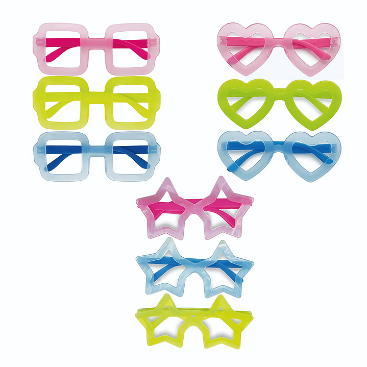 Lentes Transparentes Neón - Activación por Luz (pack x 12 lentes) 1