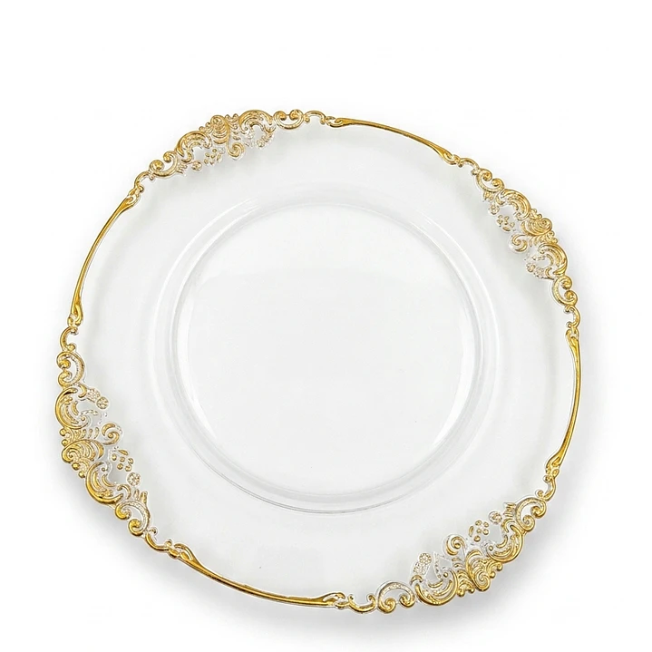 Bandeja Acrílica Transparente con Borde Dorado 1