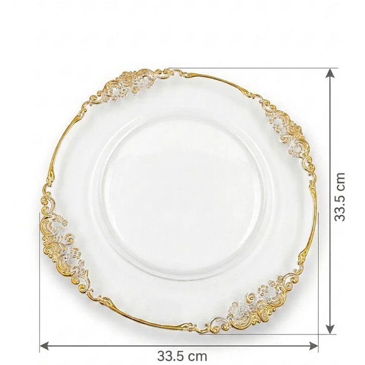 Bandeja Acrílica Transparente con Borde Dorado 3