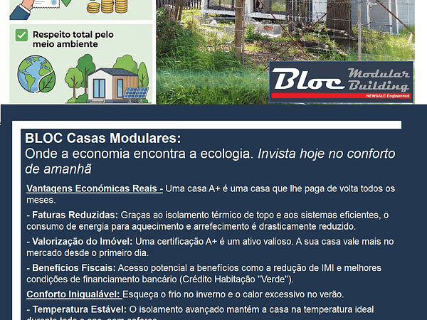 Casas BLOC: Eficiência A+ onde a Economia encontra a Ecologia