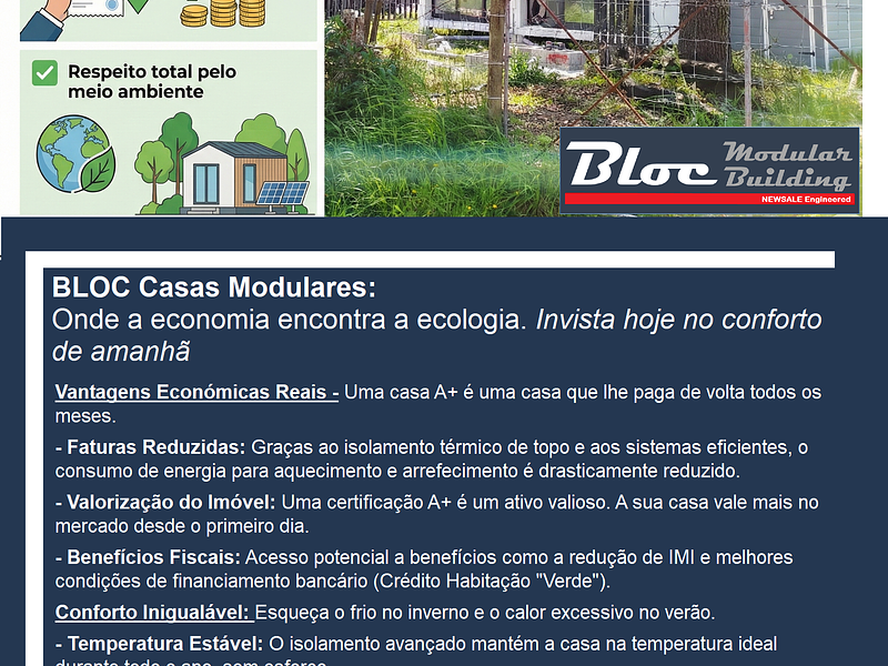 Casas BLOC: Eficiência A+ onde a Economia encontra a Ecologia