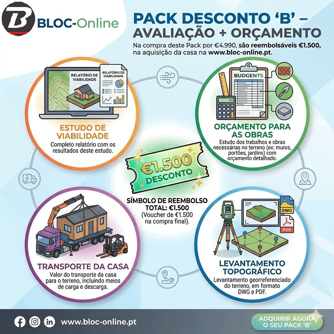 Pack DESCONTO “B” - Avaliação + Orçamento    (Poupe €1500 na compra da casa) 1