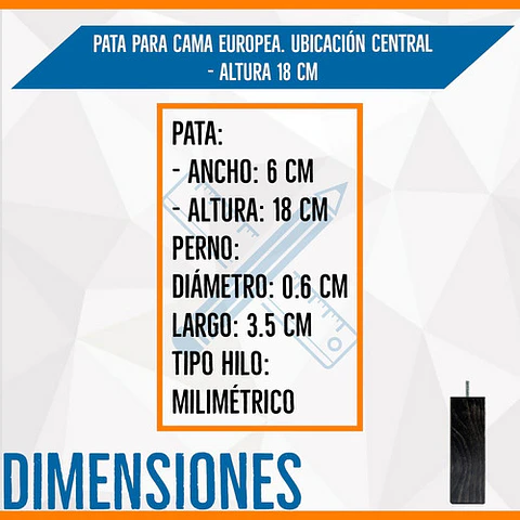 Pata Para Cama Europea. Ubicacion Central  Ancho 6 Cm