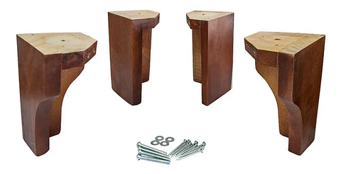 Curved Flex European Bed Legs - Cic. Kit 4 Mahogany Legs