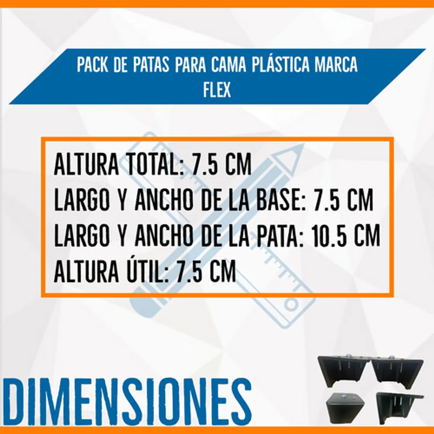 Patas Para Camas Europeas - Pata Para Sillón. Altura 7.5 Cm  3