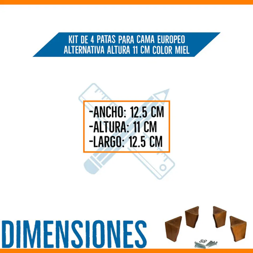 Patas Para Camas Europeas - Patas Para Sillón. Altura 11 Cm  5