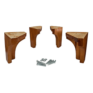 Patas Para Camas Europeas Flex, Kit De 4 Patas Curvas Nogal 