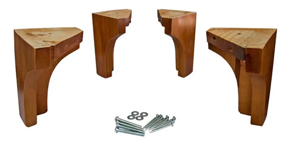Patas Para Camas Europeas Flex, Kit De 4 Patas Curvas Nogal  1