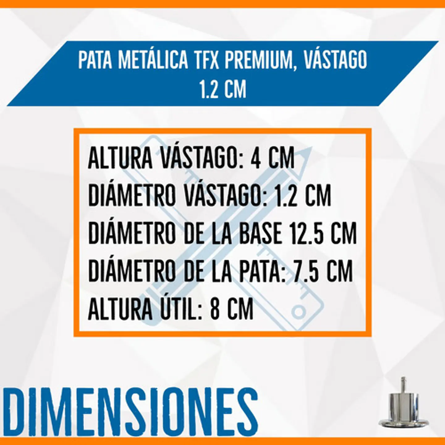 Pata Para Cama Metálica Tfx Premium, Vástago 1.2 Cm 4