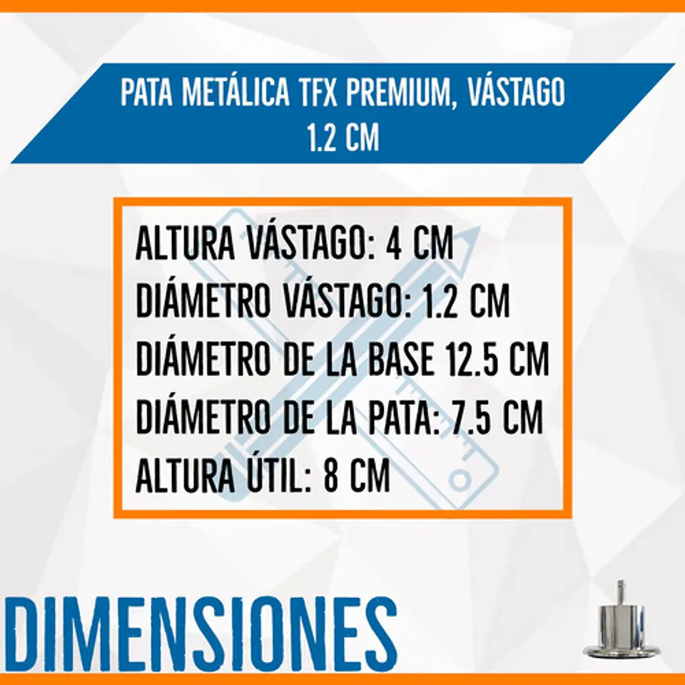 Pata Para Cama Metálica Tfx Premium, Vástago 1.2 Cm 4