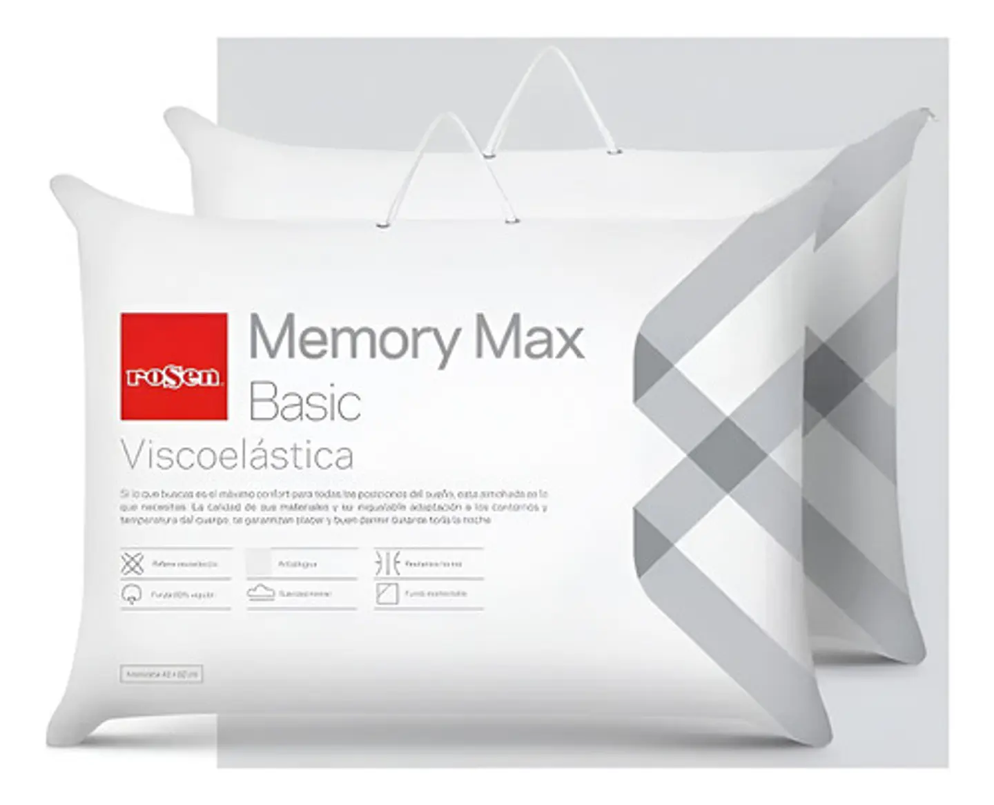  Pack de 2 Almohadas Viscoelasticas Rosen Memory Max Basic Americana 1