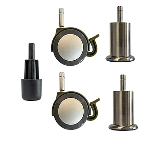 Pack De 2 Ruedas Logo + 2 Patas Satinada + 1 Central