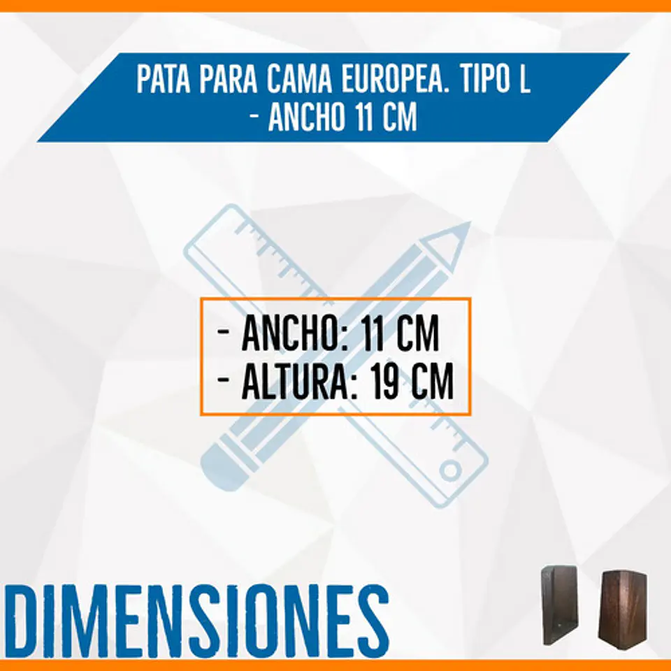 Pata Para Cama Europea. Tipo L  Ancho 11 Cm 3
