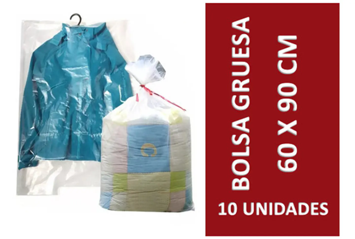 Bolsa Plástica Gruesa 60x90 Cm Transparente - 10 Unidades 1