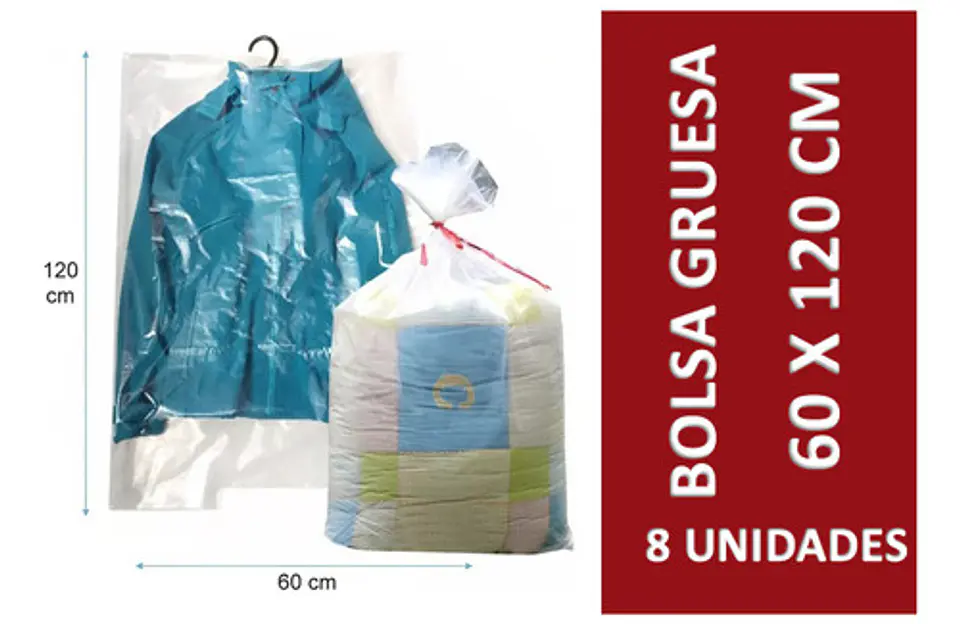 Bolsa Plástica Gruesa 60x120 Cm Transparente - 8 Unidades 1