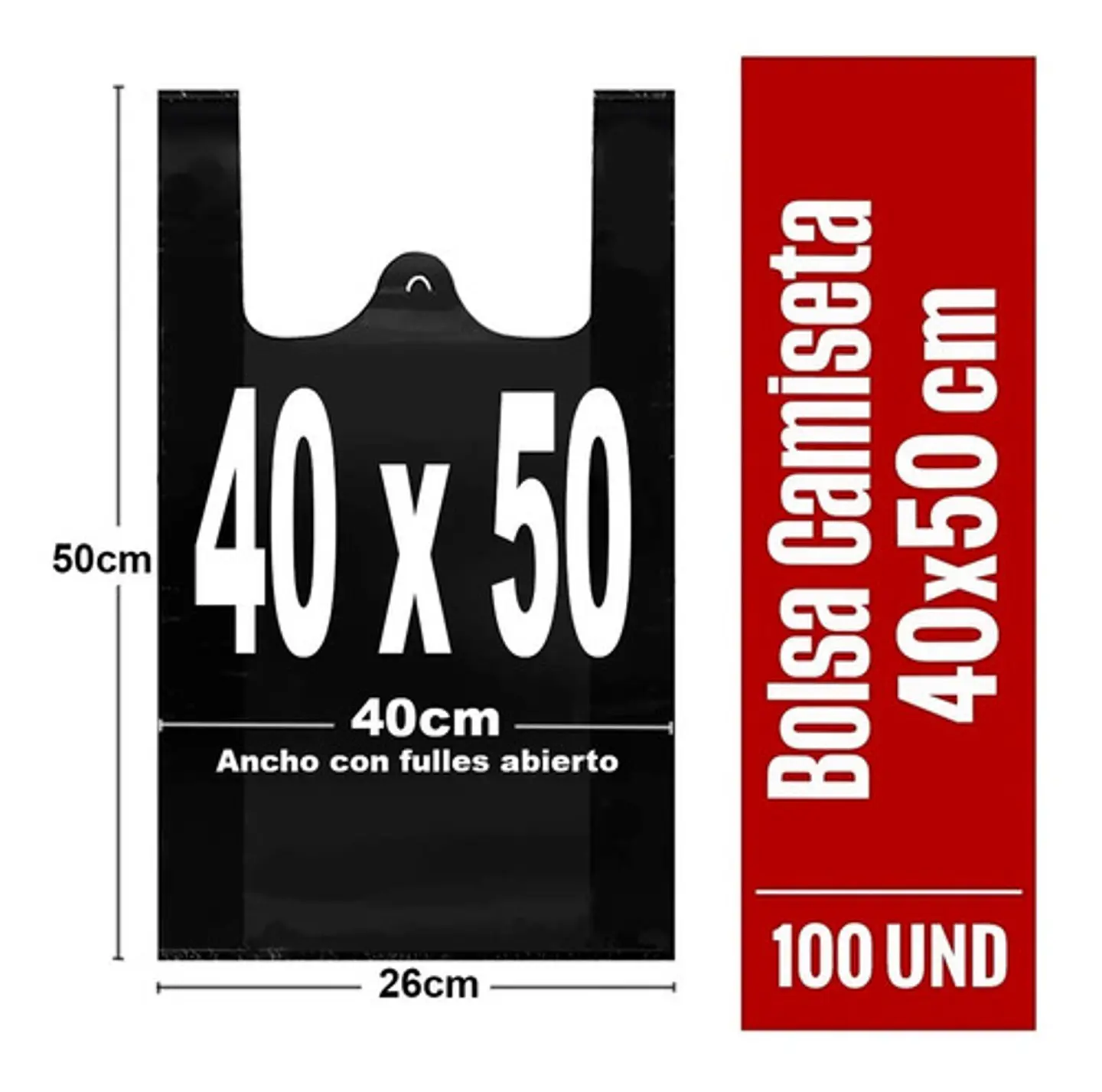 Bolsas Plásticas Tipo Camiseta - 40x50 - 100 Unidades 1
